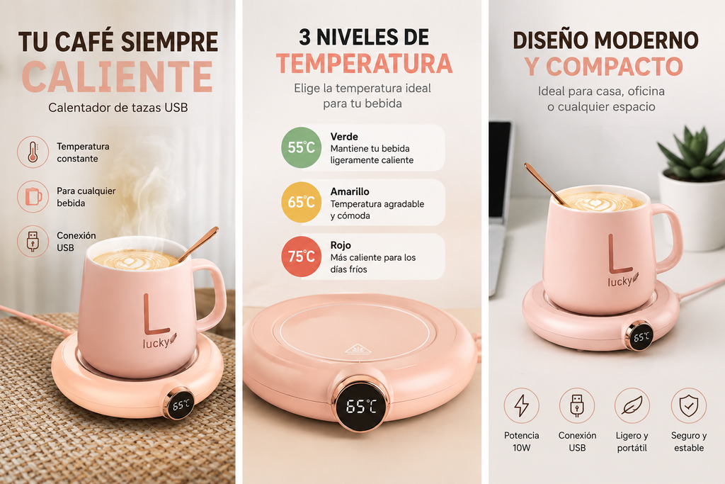 Calentador Inteligente de Tazas USB – Mantén tu Café Siempre Caliente